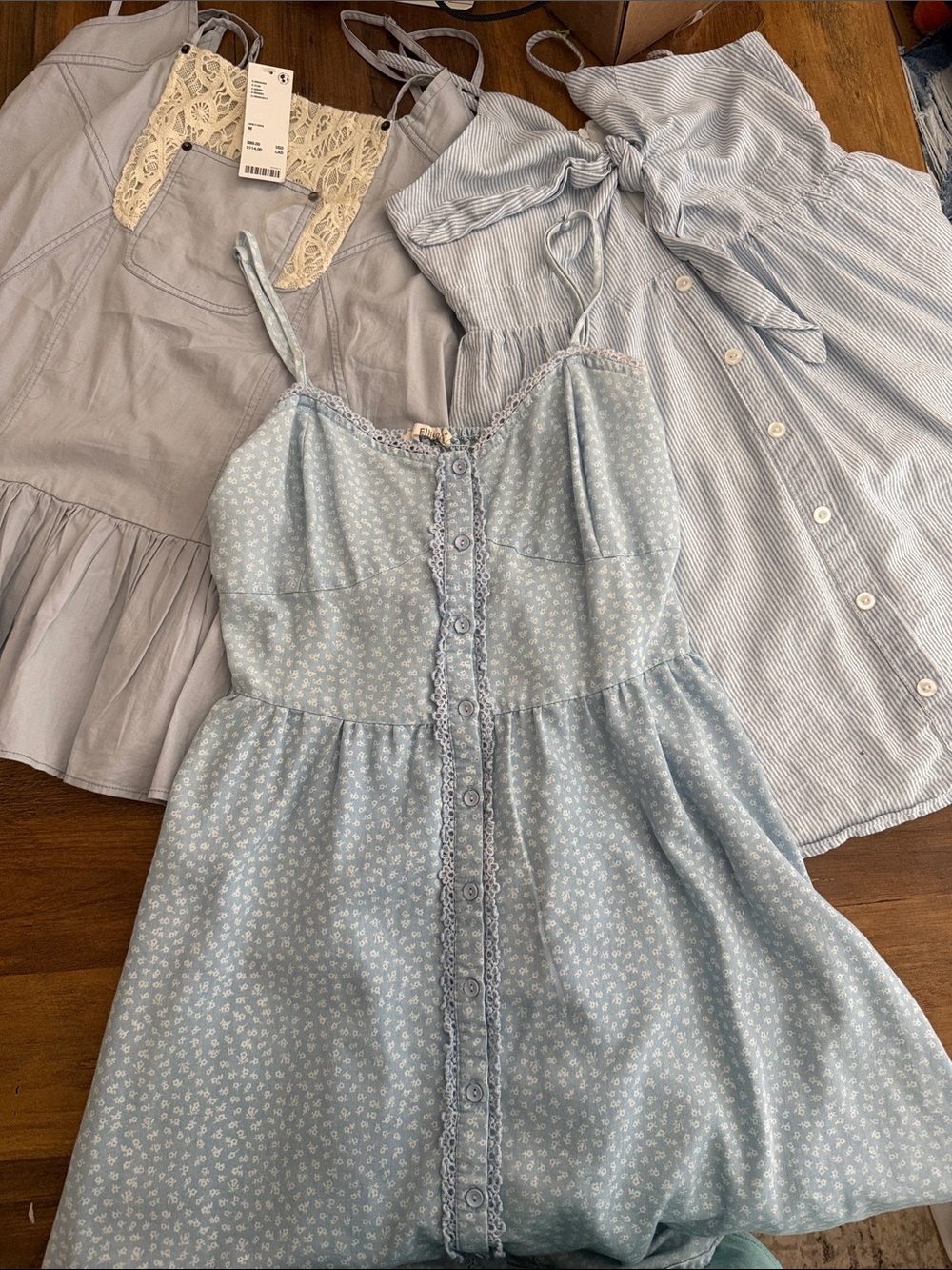 3 light Blue dresses  Floral Button-Front Sundress all size medium